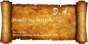 Domány Anikó névjegykártya